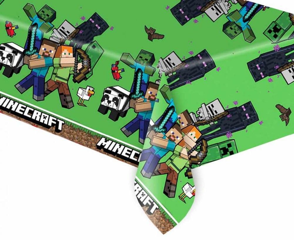 Procos Set Festa Minecraft 37 Pezzi Piatti di Carta, Bicchieri di Carta, Tovaglioli, Tovaglia per Compleanno Bambini
