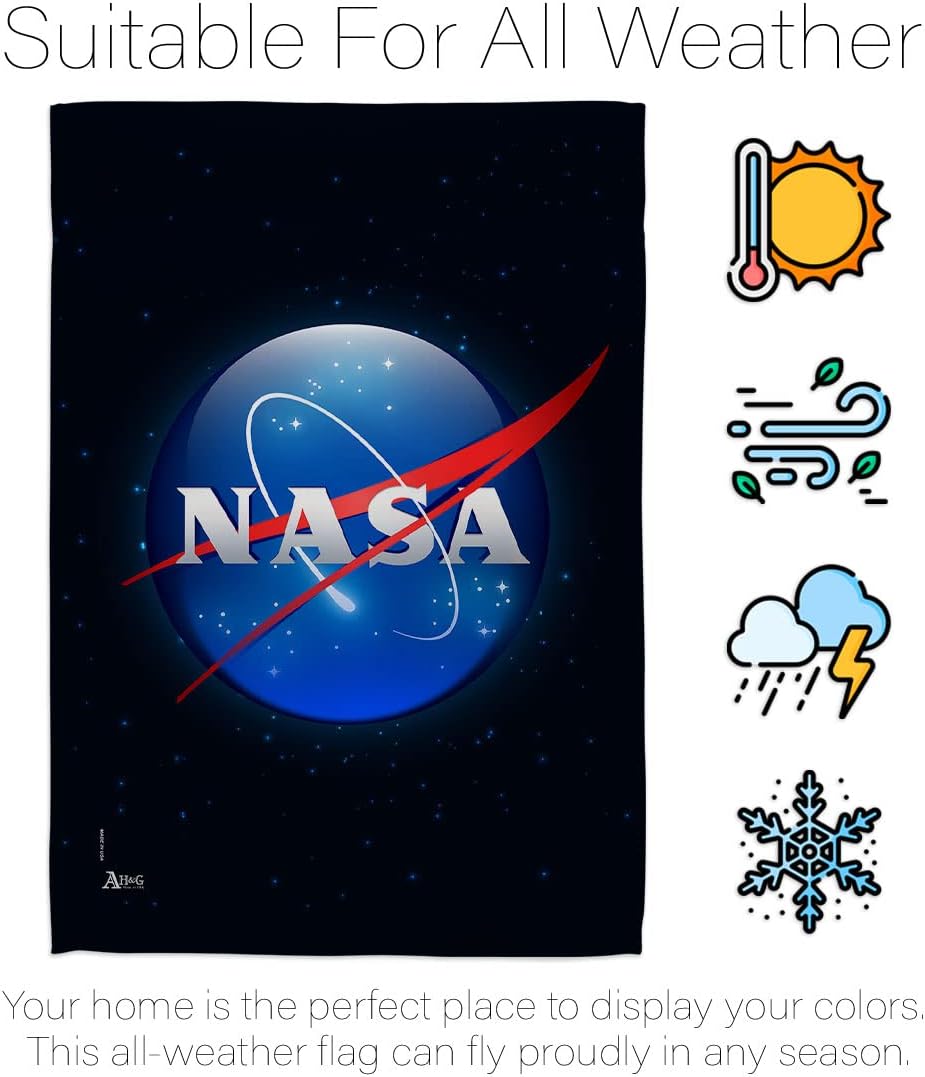 NASA House Flag - Armed Forces Space Program Discovery Sky Astronomy United State American US Official - Decoration Banner Small Garden Yard Gift Double-Sided Made in USA 28 X 40