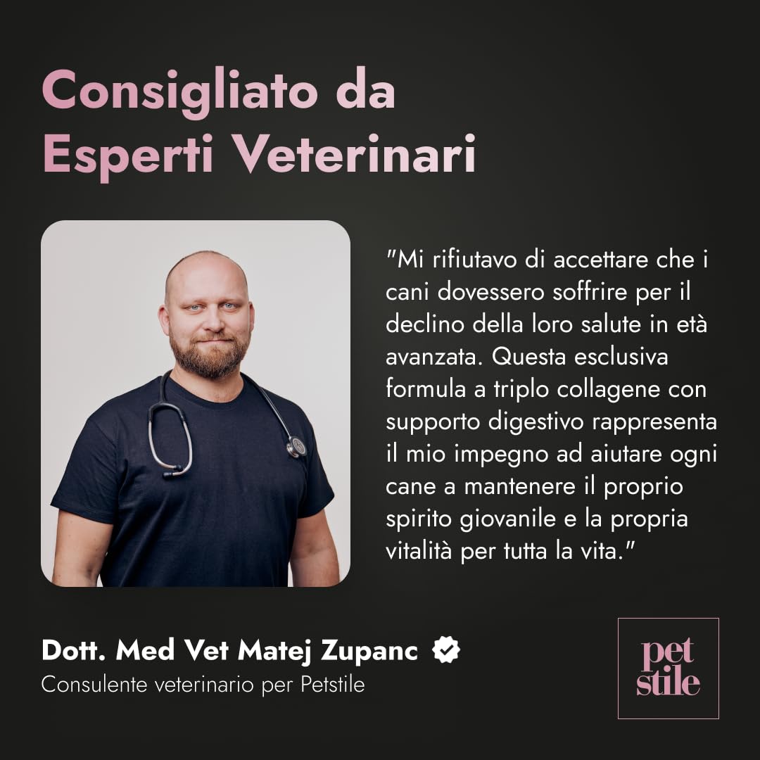 Pawse Aging Collagen – Integratore Anti Età Naturale per Cani con Triplo Collagene, Vitamine e Prebiotici – Per Pelle, Pelo, Articolazioni, Digestione e Immunità (1x 210 g)
