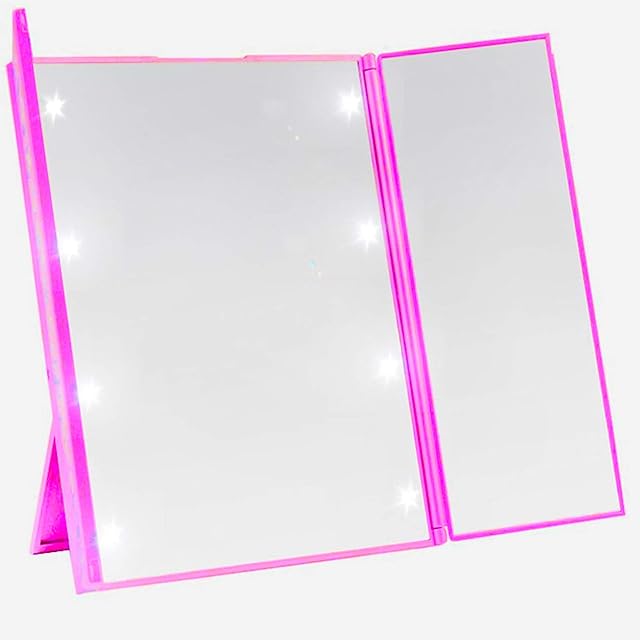 GloBrite Trifold 8 LED Mirror for Beauty Makeup Cosmetic Travel Vanity Mirror Compact Stand