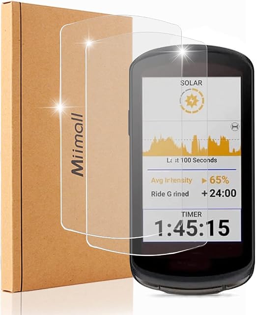 [2 Pack]Miimall Screen Protector Compatible with Garmin Edge 1040, 9H Hardness Tempered Glass Cover 2.5D Curved Edge Ultra-thin Anti-scratch Anti-fingerprint Full Coverage HD Film for Garmin Edge 1040