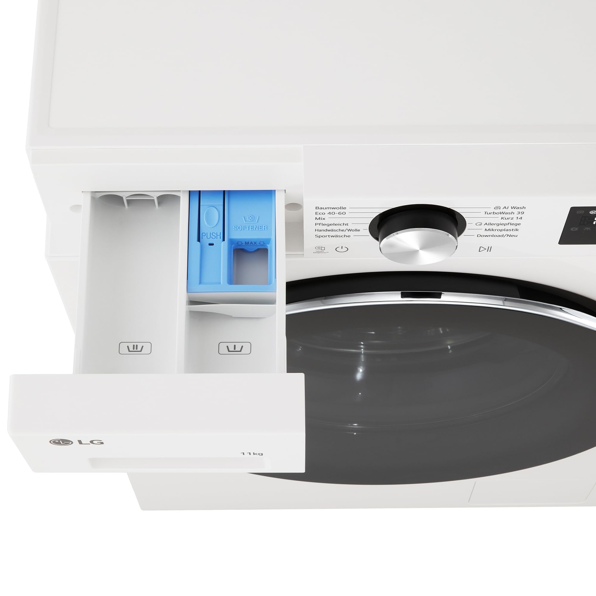 LG F4WX7012 Waschmaschine Weiß, 11 kg, 1400 U./Min. | EEK A-40%, AI DD®, TurboWash®360°, Essence White
