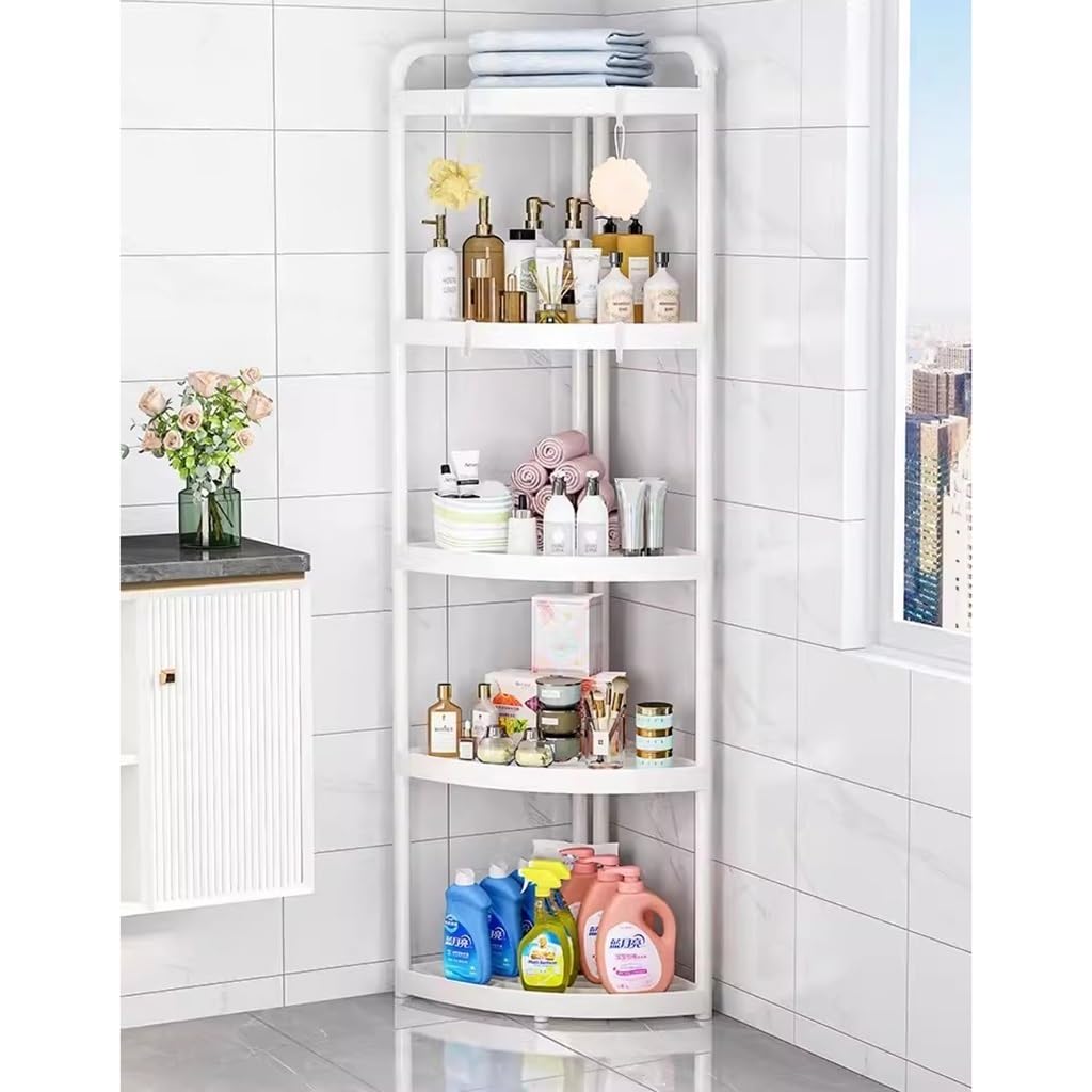 Kompaktes Kunststoffregal mit 5 Ebenen, stilvolles schwarzes Standregal für Badezimmer, Büro, Wohnzimmer, Schlafzimmer – vielseitige Aufbewahrungslösung für Zuhause