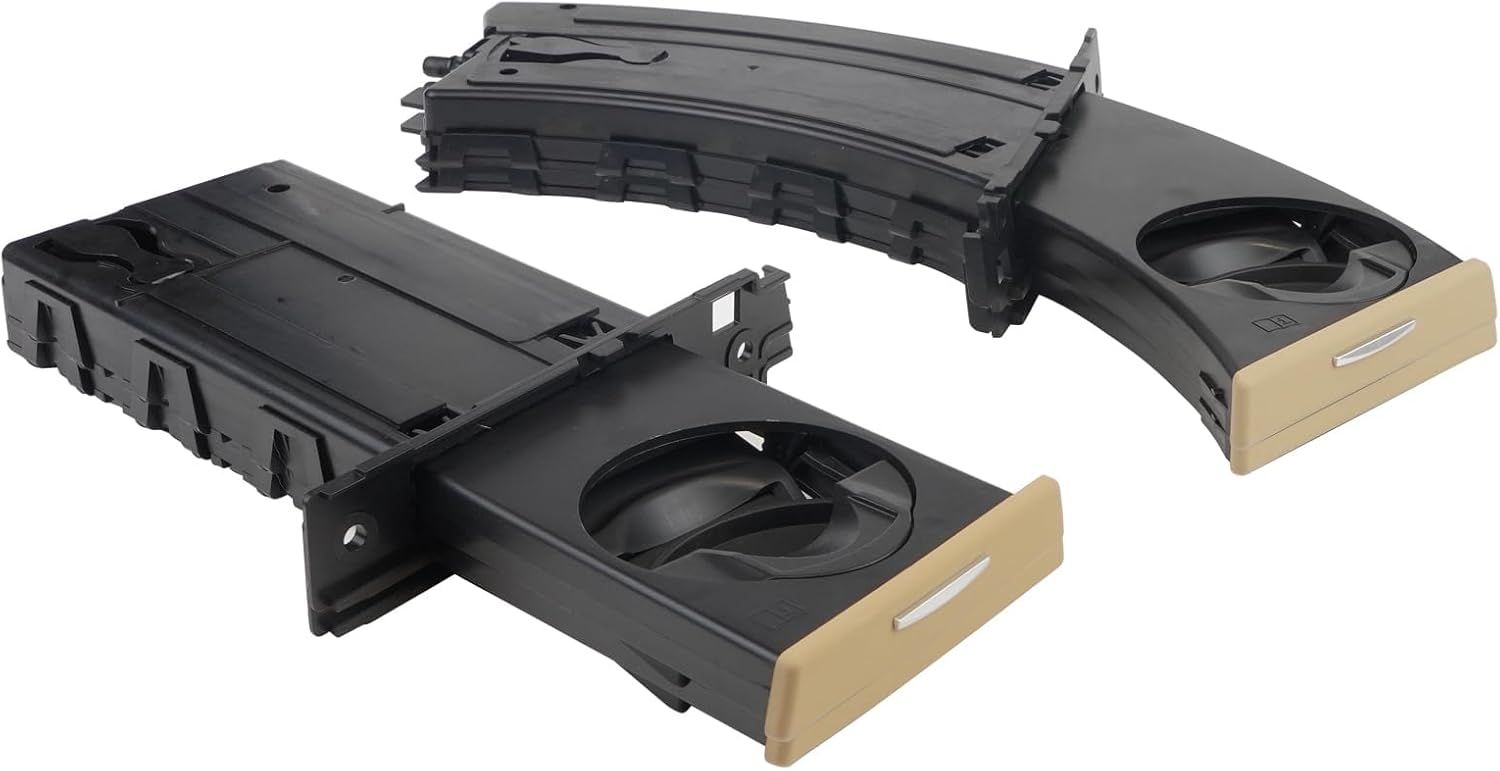 Pair Retractable Cup Holder Compatible with BMW 3 Series E90 E91 E92 E93 323i 325i 325xi 328i 328xi 330i 330xi 335d 335i 335is 335xi M3 2006-2013 Replaces 51459173467 51459173473 Beige
