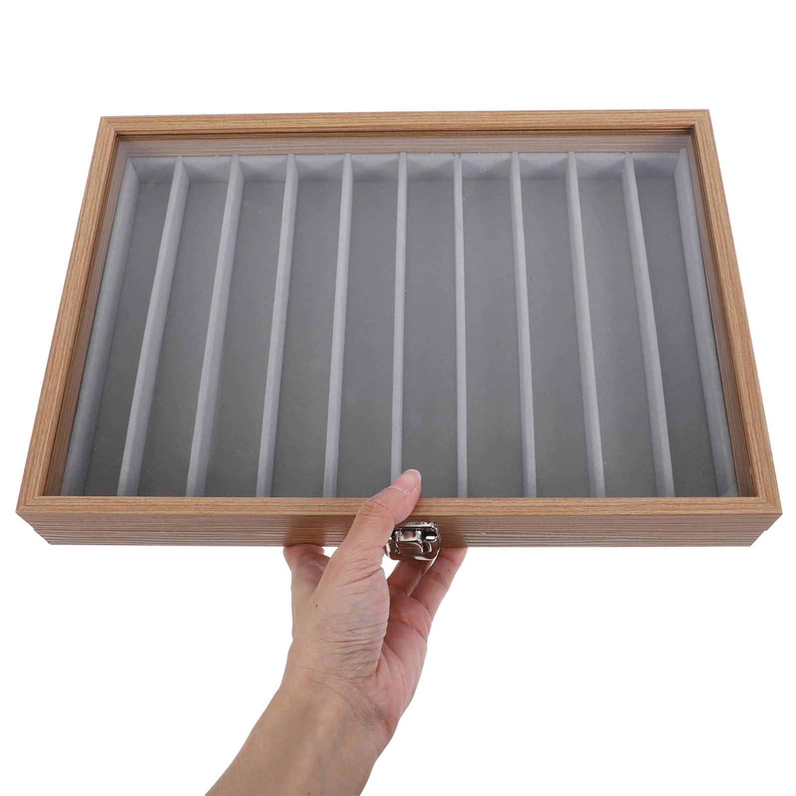 Alipis Scatola Porta Gioielli Protezione Polvere con Coperchio in Legno Organizer per Collane e Braccialetti con 10 Scomparti per Tavoli Trucco e Armadi