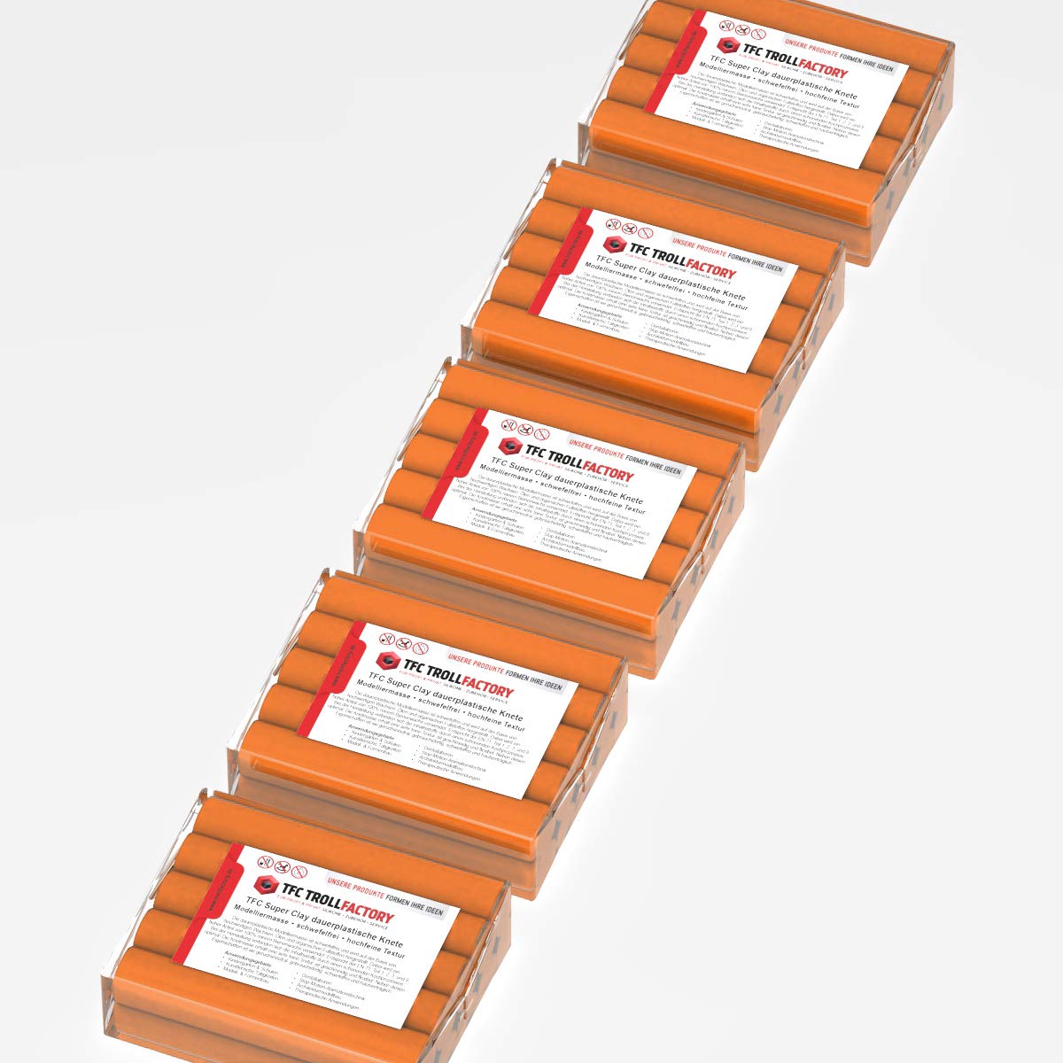 TFC SuperClay I - Pasta para modelar (100% cera de abeja) y aceites, color naranja, 5 x 500 g