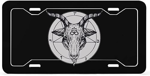 Baphomet - Placa de matrícula de cabeza de cabra satánica universal de aluminio para hombres y mujeres disponible en Yaxa Venezuela