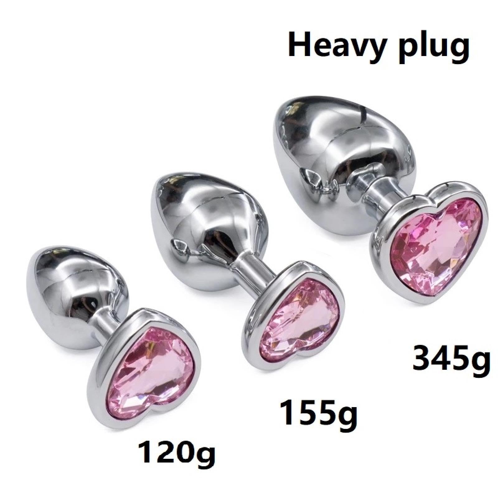 Plug anale ＨEnorme set pesante di piccole dimensioni medie e grandi Masturbatore a cuore rosa Perline anali in metallo Butt plug inserto P Spot Culo giocattolo del sesso Dildo Sex Machine
