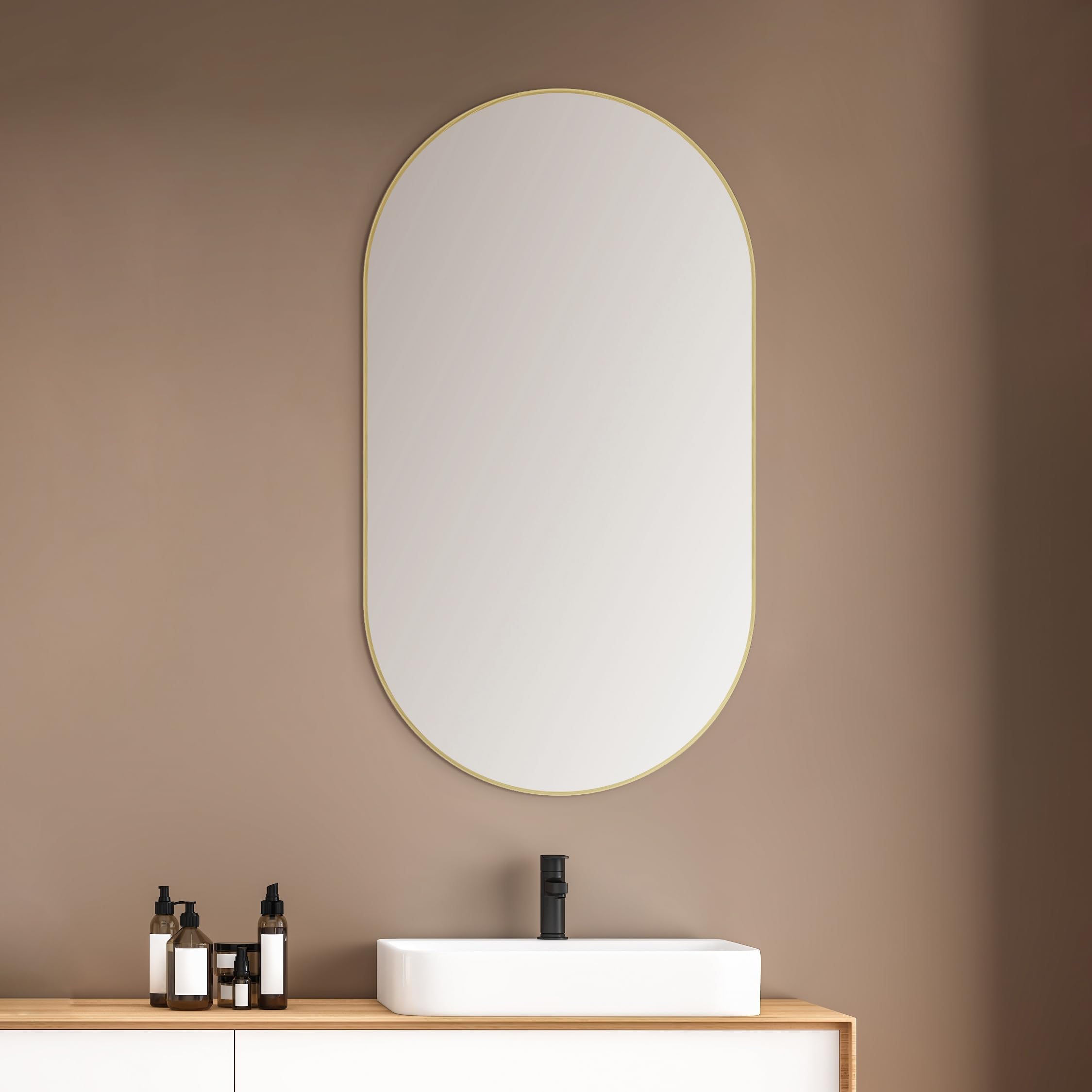 Talos Picasso Design Espejo Picasso Oro 50 x 90 cm – con Marco de Aluminio Ambiente Atemporal – Espejo de baño Espejo de Pared