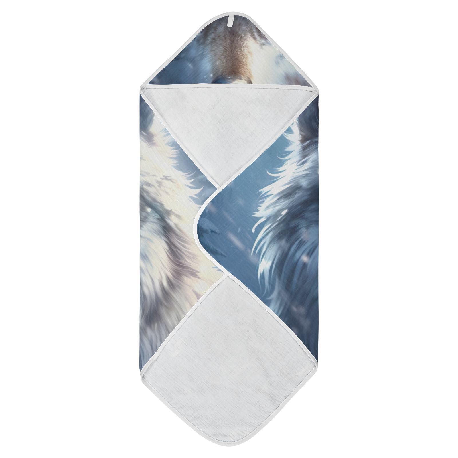 PaChyLuu Winter Wolf Baby Hooded Towel Soft Cotton Baby Towels Ultra Absorbent Bath Towel for Babies Boys Girls, 30x30 Inch