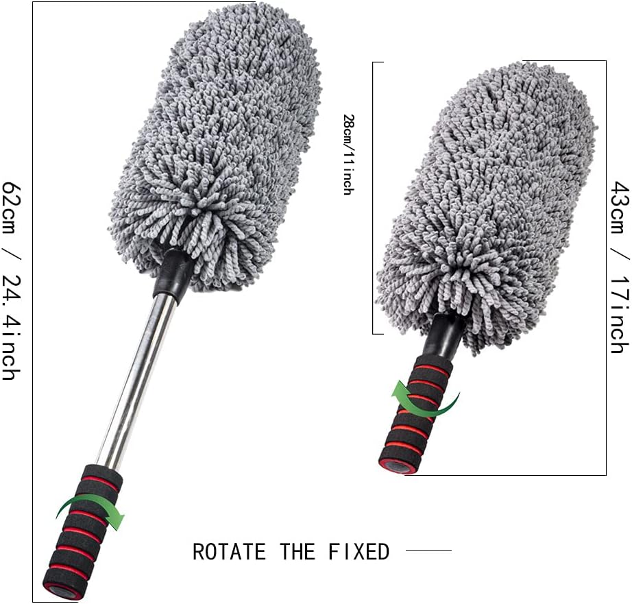 Microfiber Car Duster Brush, Portable Cleaning Duster for Car,Exterior or Interior Use with Long Unbreakable Retractable Handle