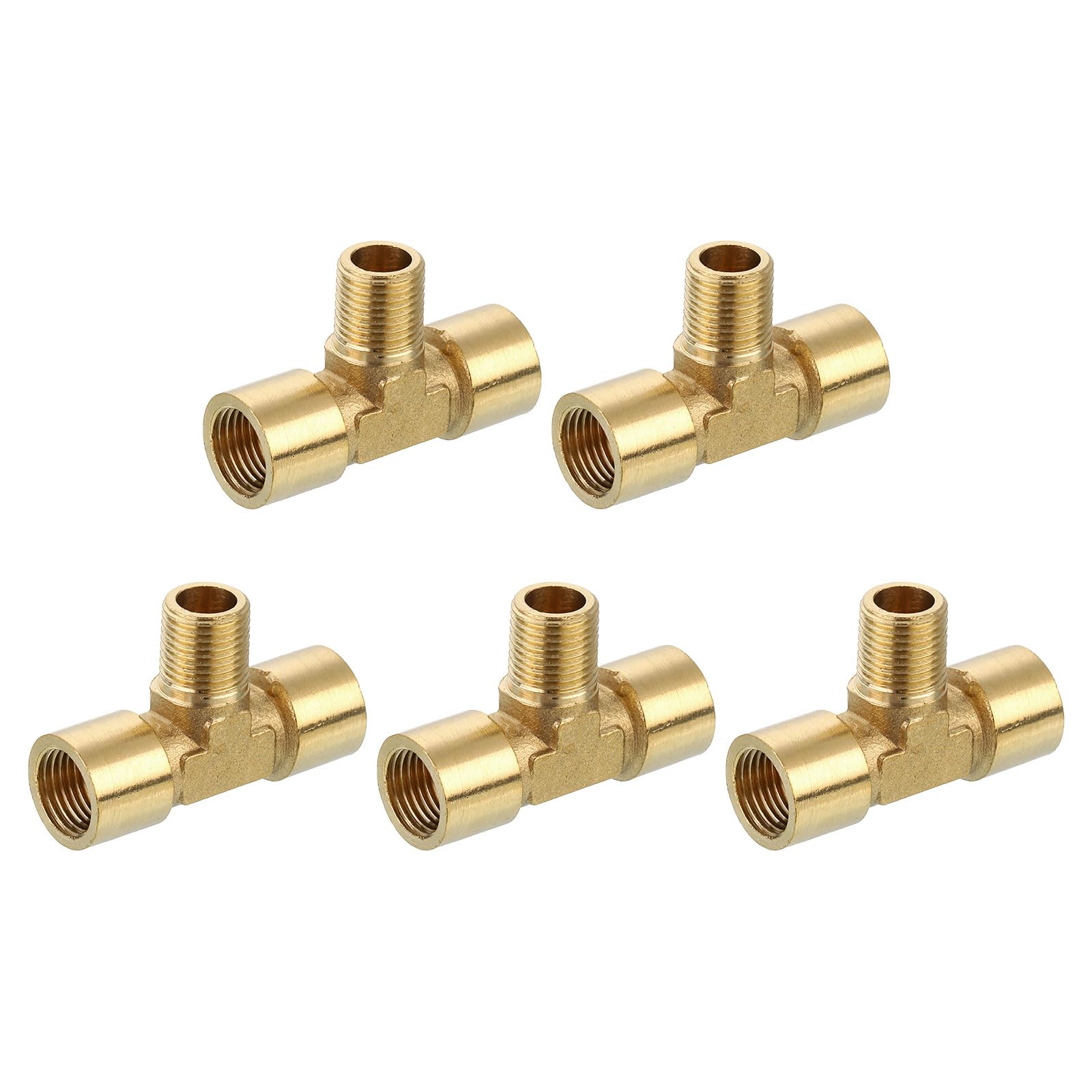 Adaptador de tubo en T de latón NPT de 3 vías de 1/20.3 cm para conexiones de gas en pack de 5