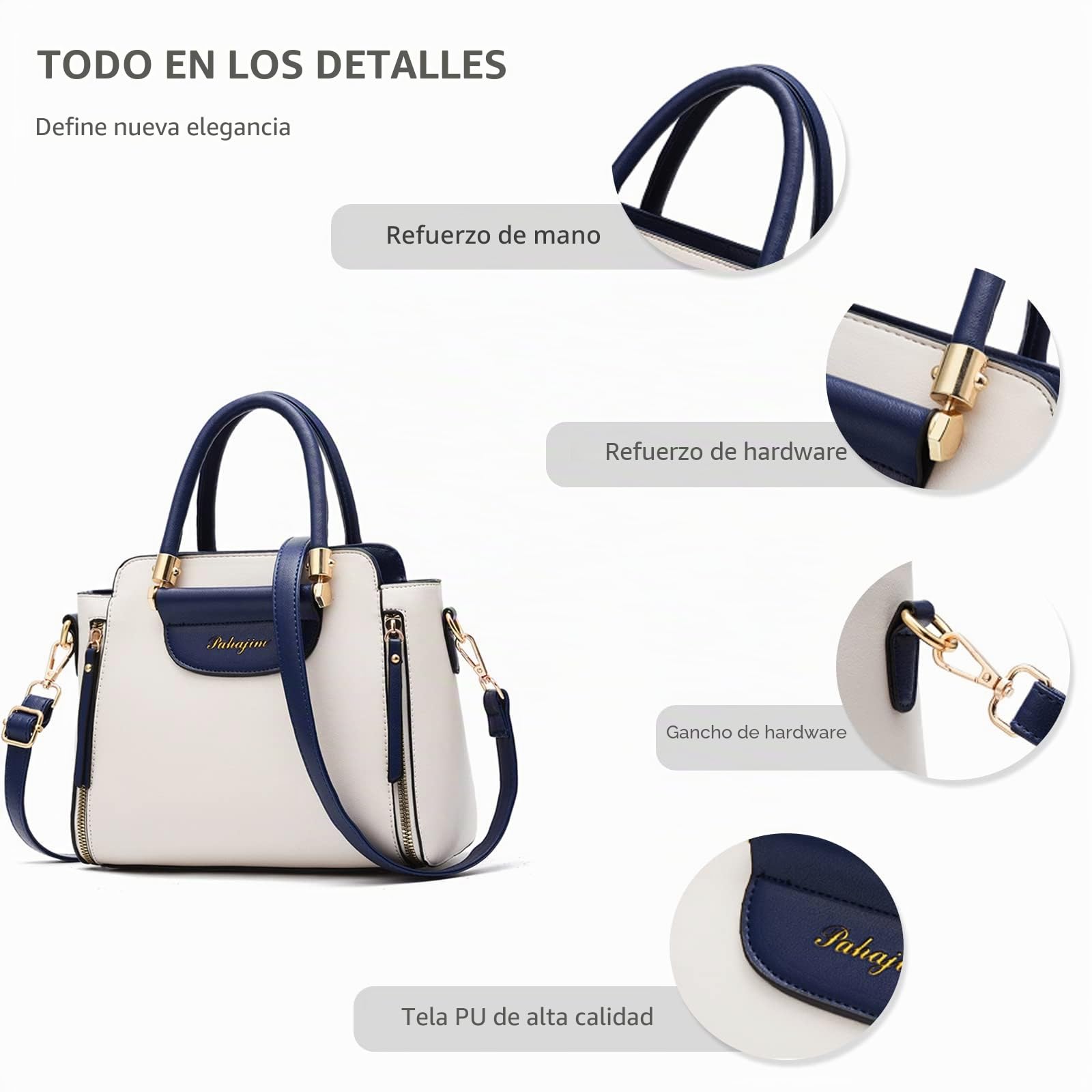 NICOLE & DORIS Bolso de Las Señoras Pequeño Bolso de Mano Diseñador Bolso Bandolera Mujer Bolso Hombro Cuero PU Bolsa de Mensajero Bolso con asa Superior Rosa