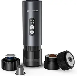 Maestri House Máquina de café expresso de 150 W com autoaquecimento rápido de 2 a 3 minutos, máquina de café expresso portátil de viagem com pequena xícara de chá, também suporte para cápsula NS e