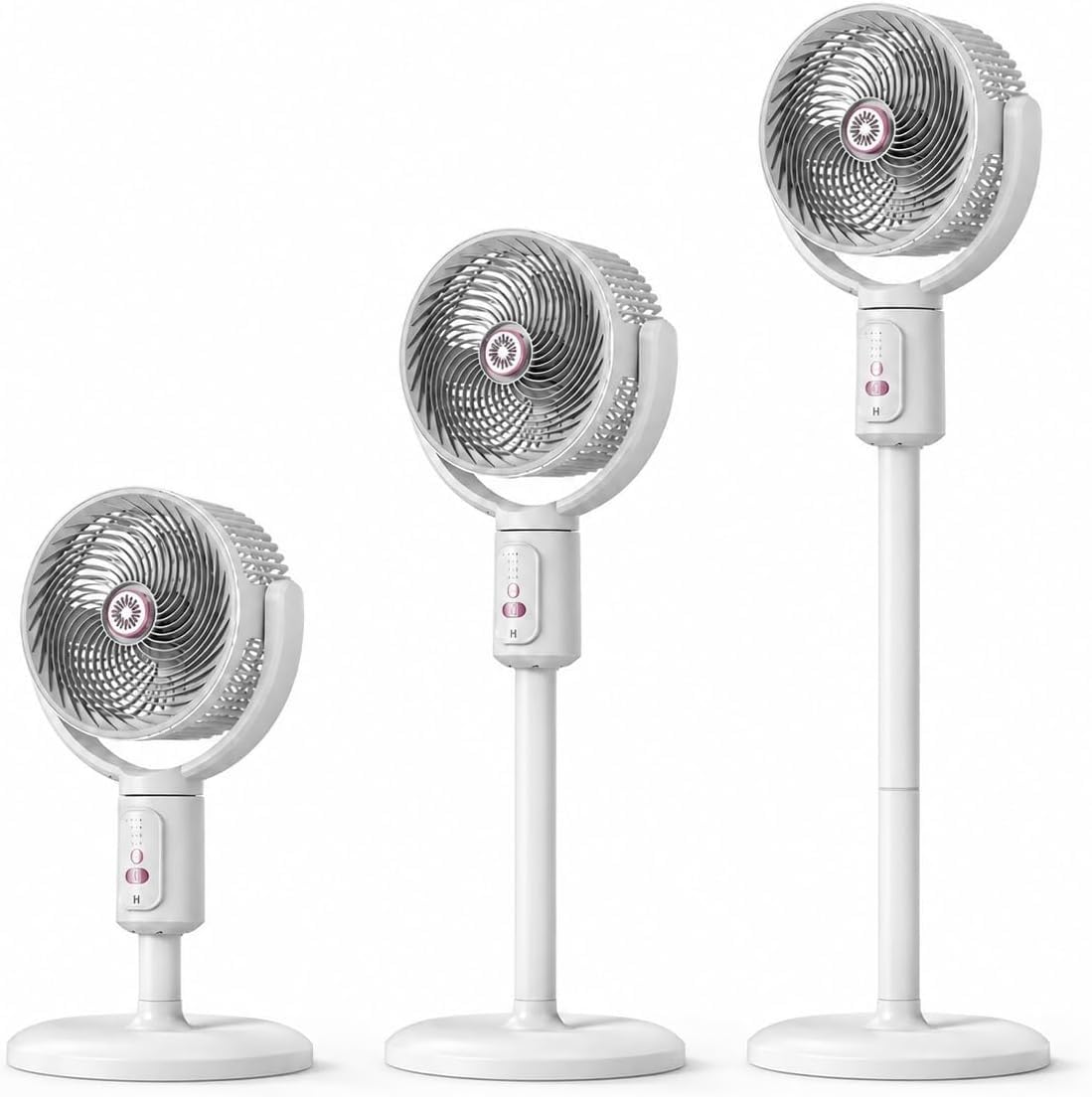 Ventilador de columna interior recargable, aire altura ajustable | Circulador con temporizador y mando a distancia for oficina, dormitorio, salón, cocina(B)