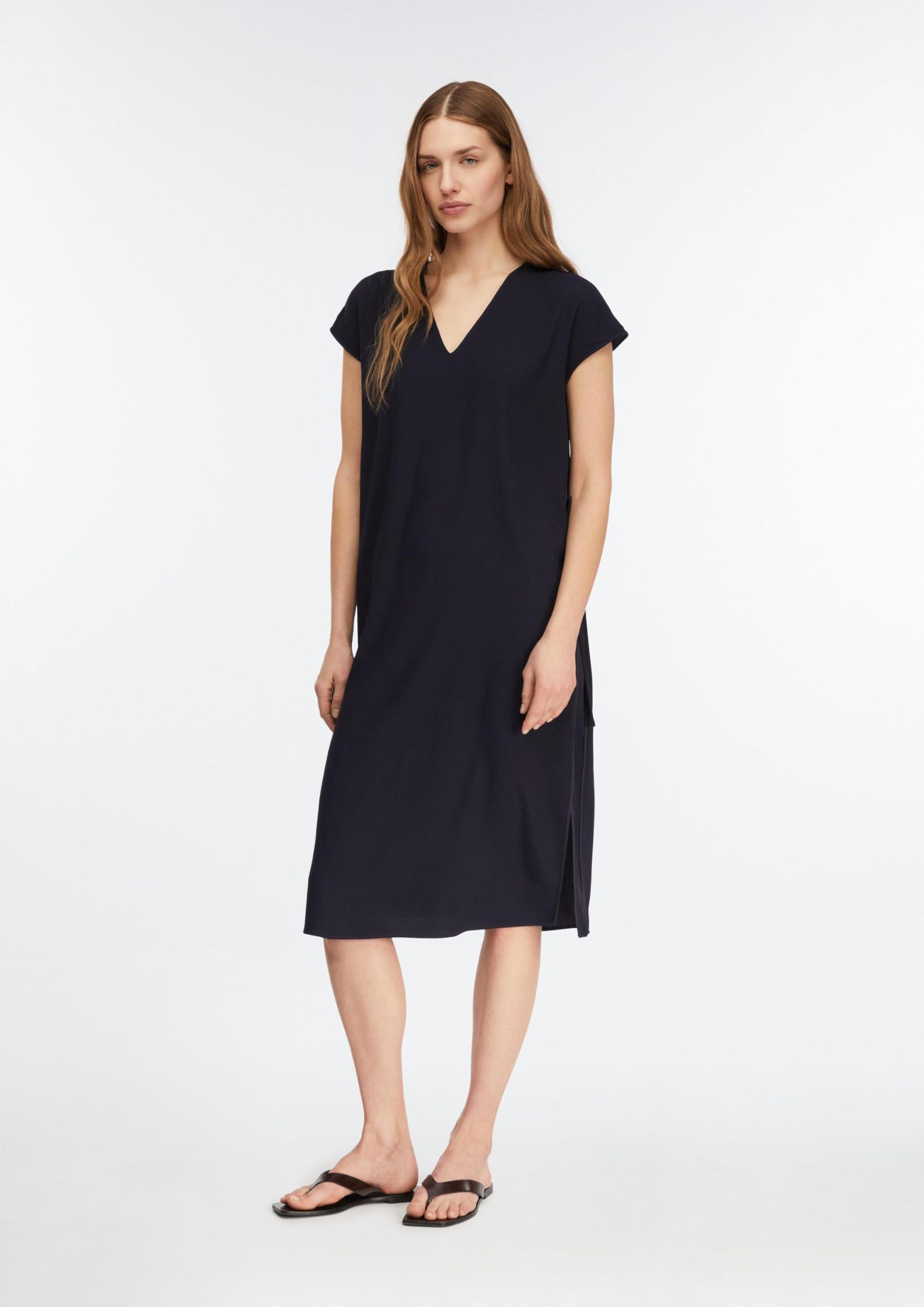 Comma Lockeres Kleid aus Viskosecrêpe mit Bindedetails