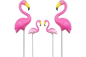 Set of 4 Pink Flamingos Yard Decorations