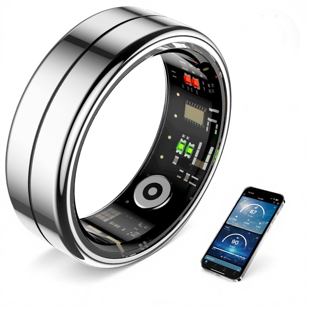 UouNeaCo Smart Ring for Women & Men -100+ Sports Modes, Fitness Tracker with Heart Monitor, Sleep Tracker, Step Counter, Fitness Ring Compatible Android iOS, IP68 Waterproof, No Subscription Fee