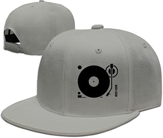 Co Ootdiy Unisex Adjustable Cool Headphones Vintage Disc Platter Disk Dj Play Retro Cap Snapback Flat Hip Hop Hat Black