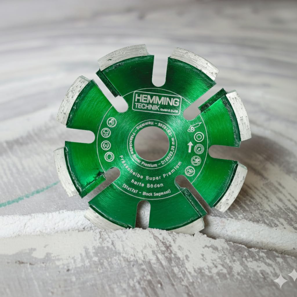 Diamant Frässcheibe Super Premium 125x17mm, für extra harte Böden, Räumscheibe für Kanäle einer Fußbodenheizung