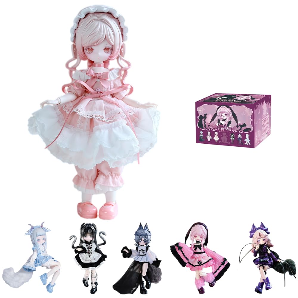 niannyyhouse BJD Blind Box Figurines, 1/8 Ball Jointed Doll with Clothes, The Awakening of All Things Series, Dress-up Action Figure Collectable (6PCs)