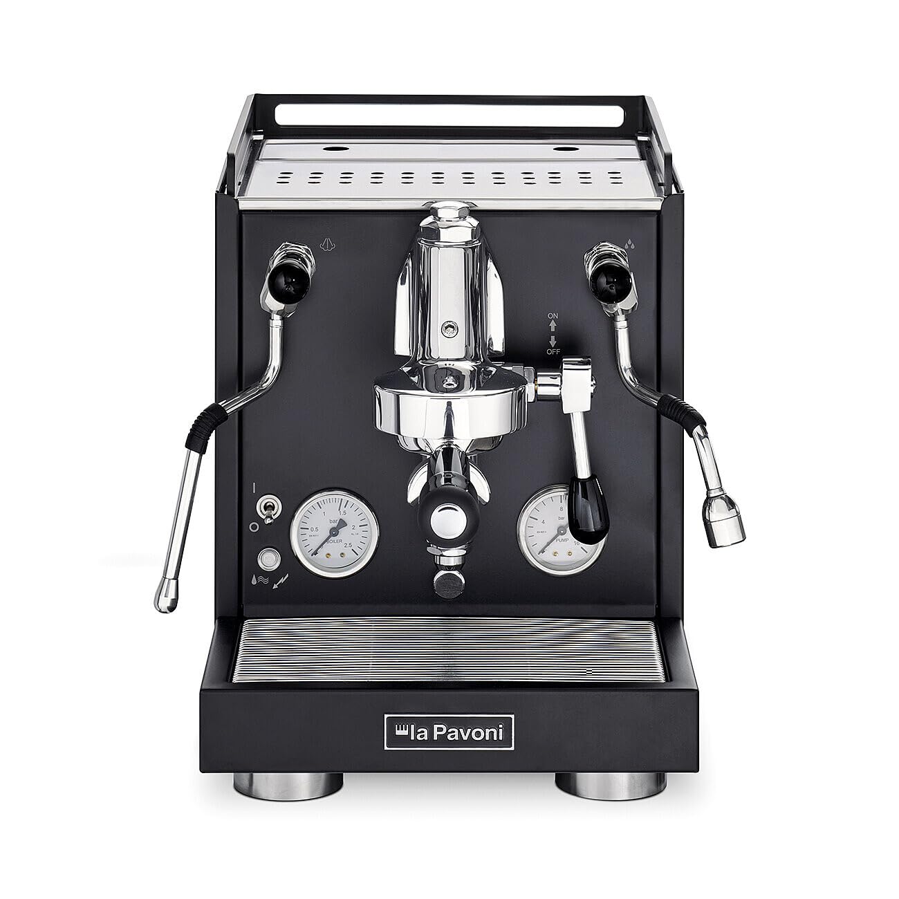 La Pavoni New Cellini Evolution, Macchina Caffè Espresso Semi-Professionale LPSCVB01EU, Caldaia Singola con Scambiatore Calore, con Valvole a Leva, Lancia Vapore e Acqua Calda, 1520 W, Acciaio Nero