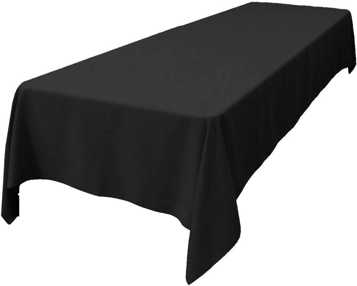LA Linen Polyester Poplin Washable Rectangular Tablecloth, Stain and Wrinkle Resistant Table Cover 60x108, Fabric Table Cloth for Dinning, Kitchen, Party, Holiday 60 by 108-Inch, Black : Home & Kitchen