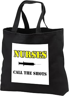 Black Tote Bag 14w x 14h x 3d - Nurses Call The Shots Yellow Nursing
