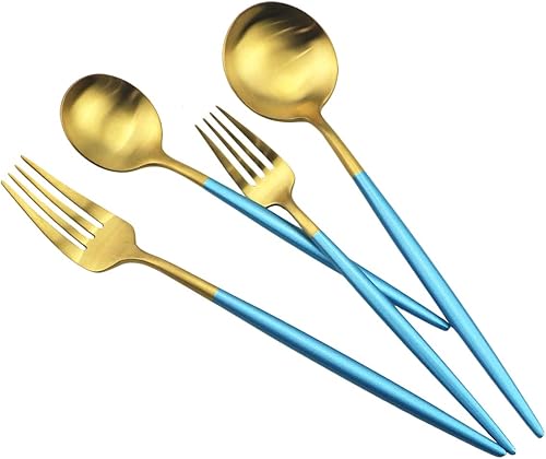 Miniatura 4 de JASHII Juego de cubiertos de 5 piezas de acero inoxidable 1810 de gran peso forjado para alimentos, tenedores, cucharas, cuchillos, servicio de