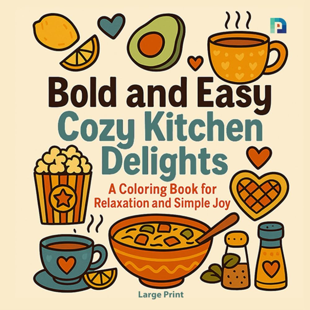 Bold & Easy Cozy Kitchen Delights: Large Print Coloring Book featuring Simple Comfort Foods, Steaming Mugs, and Minimalist Baking Scenes for Relaxation and Fun. (Coloring book for Relaxation)