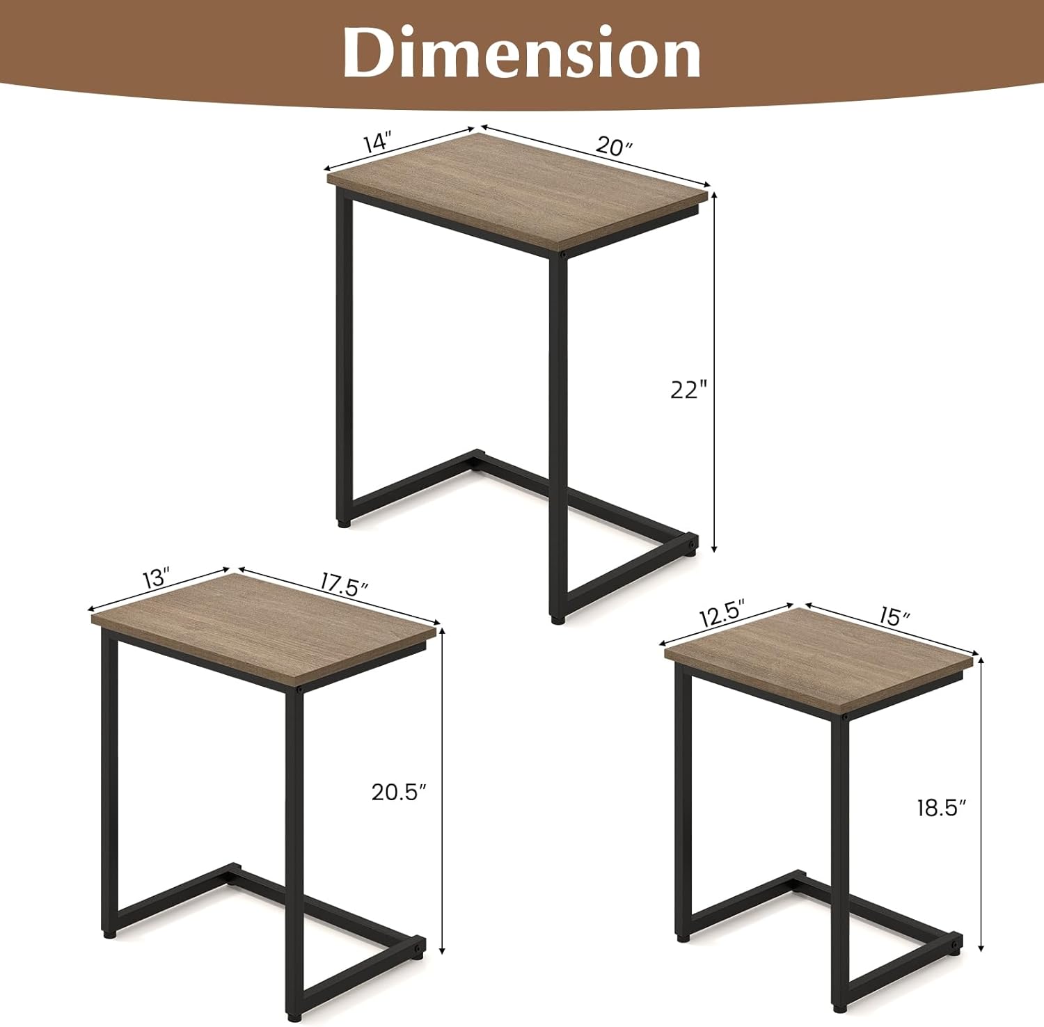 Nesting Coffee Table, Staable Square End Table w/Wood Grain