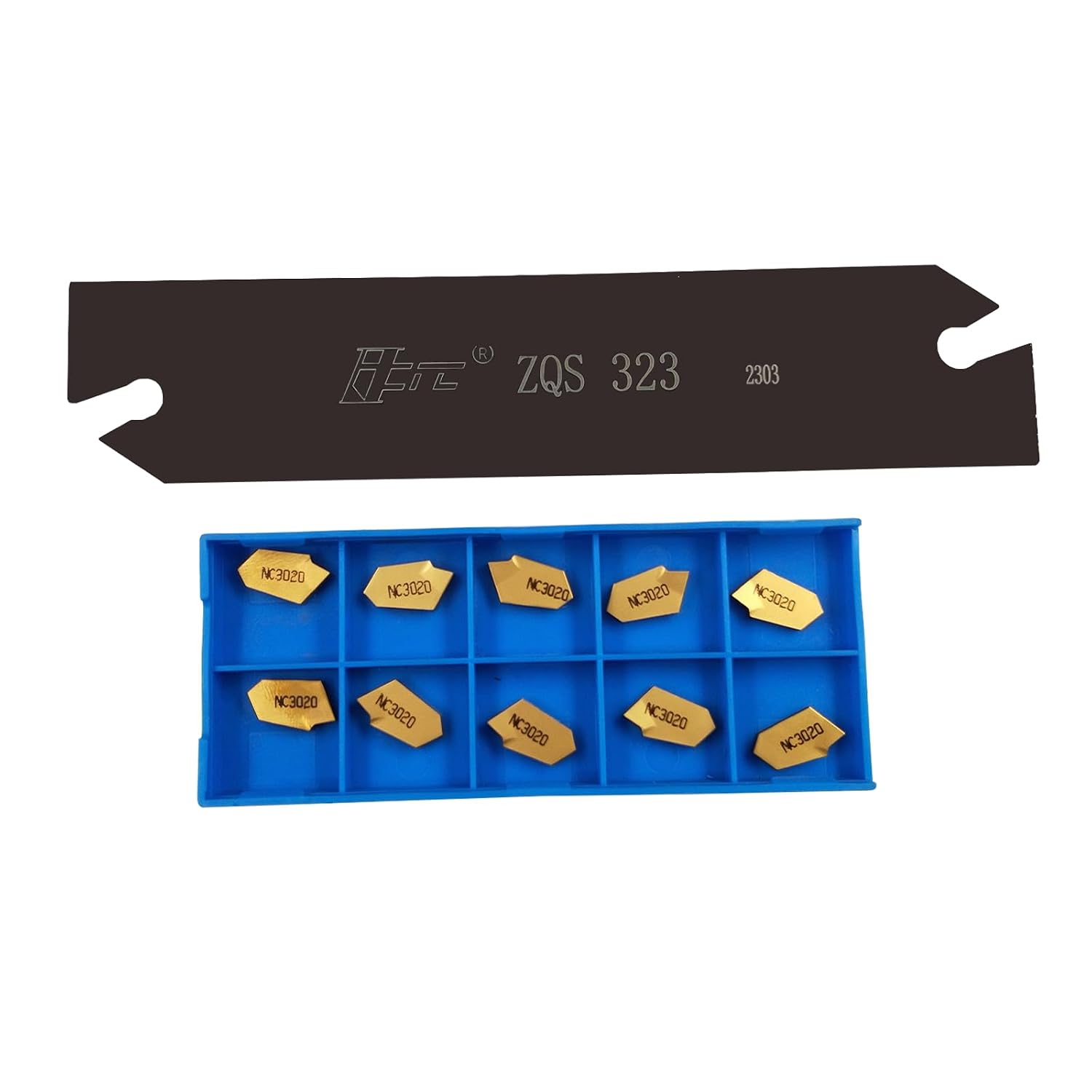 GBJ Lathe Grooving Tools Slotted SPB26-3 SPB32-3 with 10 pcs SP300/GTN-3 Carbide Inserts,Suitable for Cutting Steel Parts and Stainless Steel Materials (1Pc SPB26-3 +10pc SP300/GTN-3)