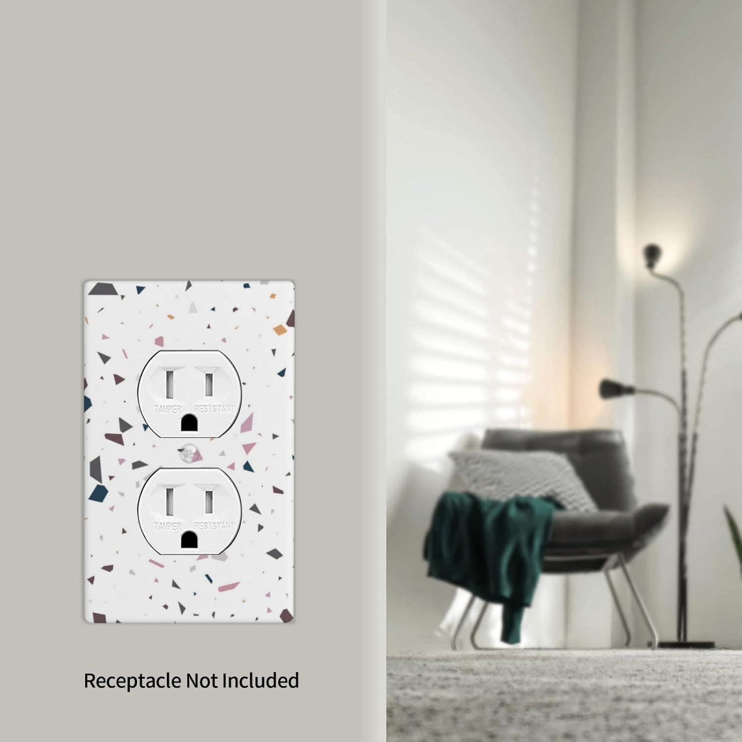 Terrazzo Duplex Device Receptacle Wall Plate Electrical Outlet Covers, 1 Gang Switch Plate And Outlet Cover 2.76" X 4.5" For Kitchen Bedroom Home Decor