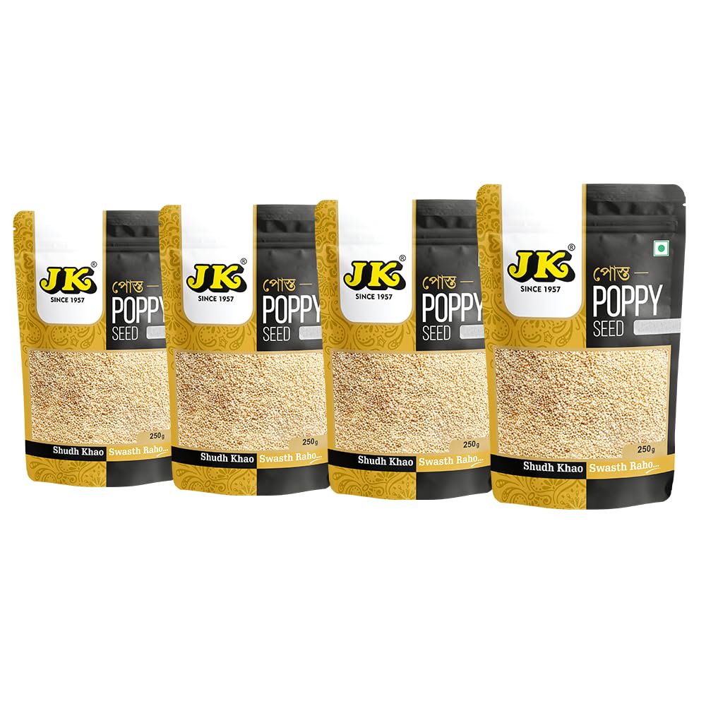 JK Poppy Seeds, 250Gm | Indian Posto Dana | Khus Khus Posto | Whole Khus Khus | Posto Dana | Khas Khas | 100% Pure (Pack Of 4)
