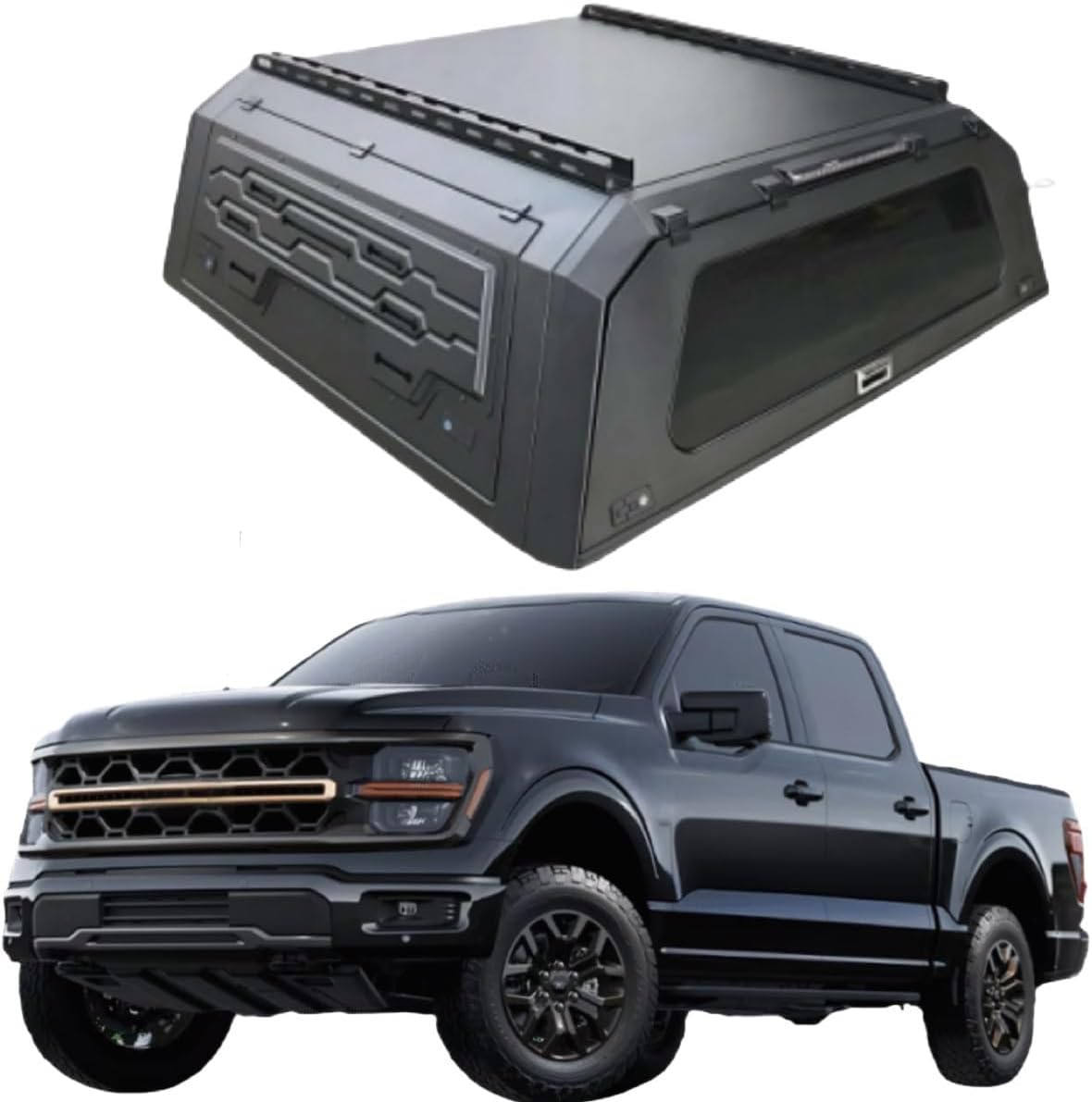 Impact-Resistant Truck Bed Canopy | Aluminum Hardtop Tonneau Topper W/Lock | Multi-Season Bed Cap Truck Canopy Compatible for F150 5.5ft(Style A 5.5ft Standard)