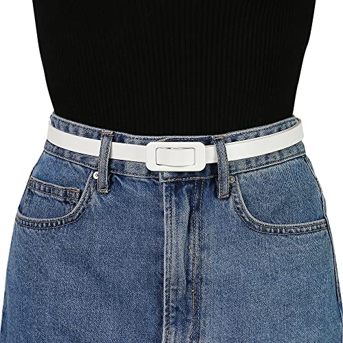 Allegra K Skinny Slim Thin Nonporous Waist Belt Rectangle Buckle PU Leather Solid Simple Belts for Jeans Dress4