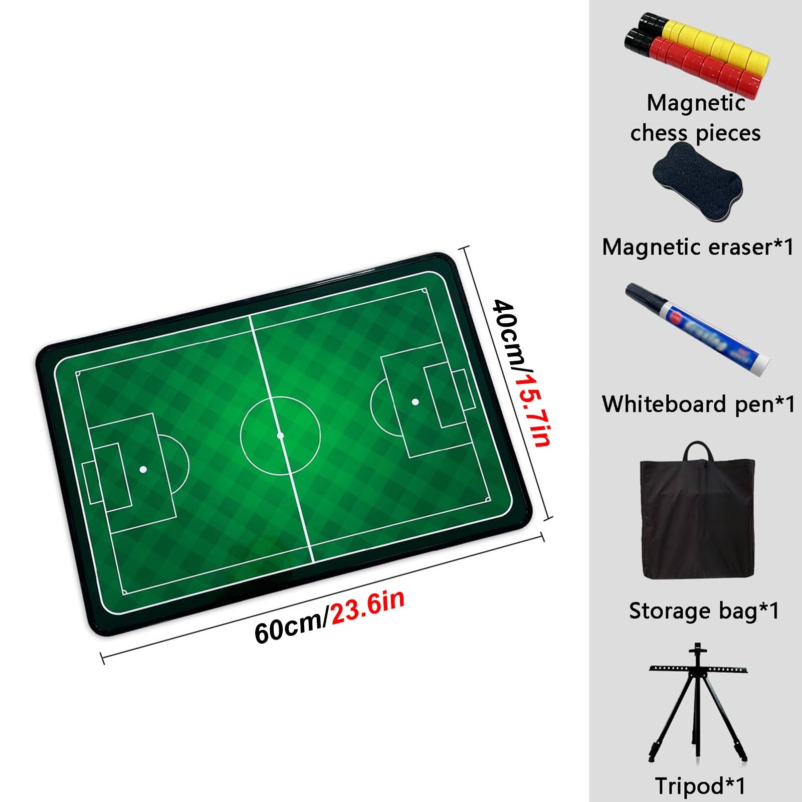 Lavagnetta per Allenatore Calcio, Lavagna Magnetica Calcio, con Treppiede e Borsa per Il Trasporto, Materiale Resistente, Facile da Trasportare, Ideale per L'insegnamento