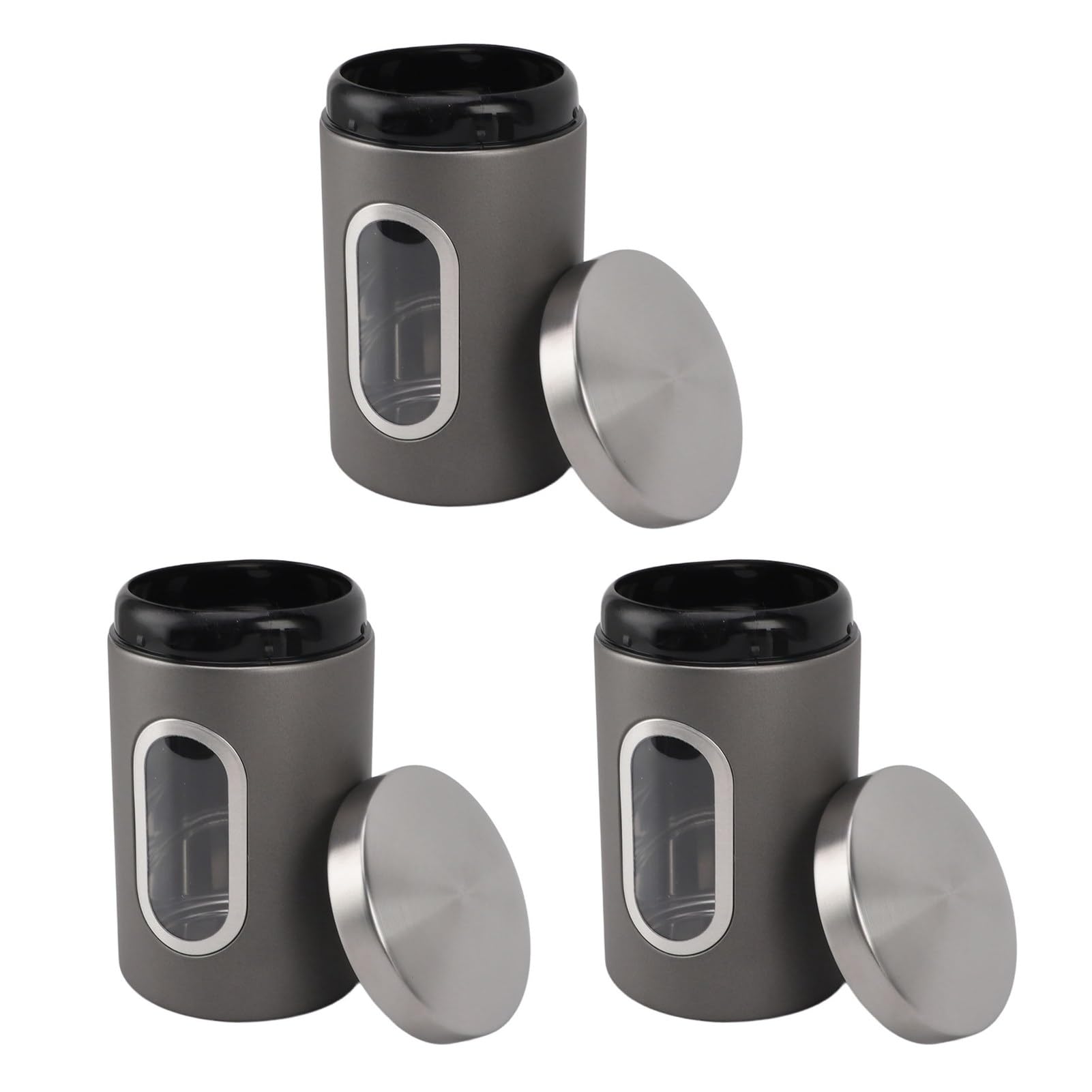 Buachois Confezione da 3 Contenitori per Alimenti Ermetici in Acciaio Inossidabile Color Bronzo (Grigio argento)