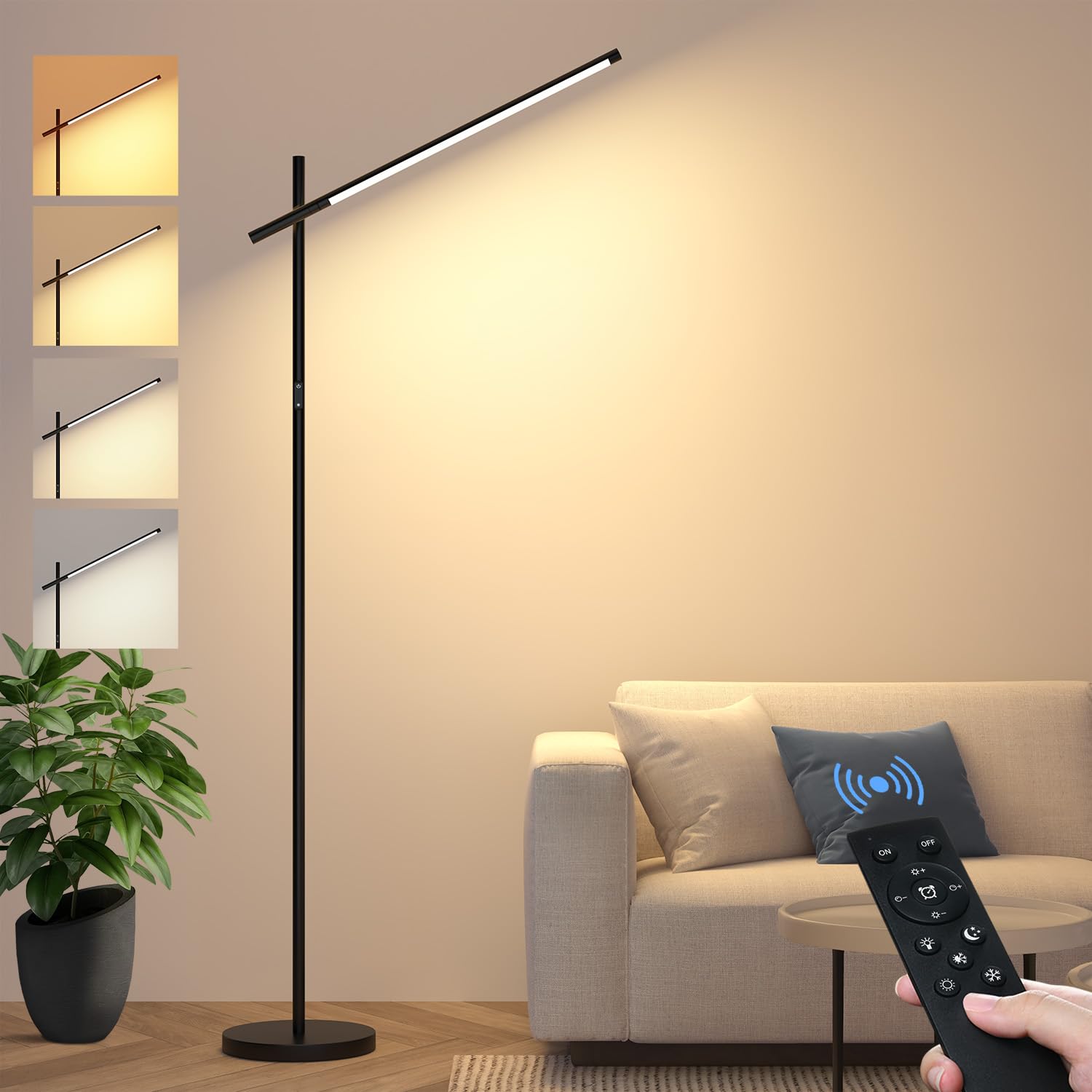 LED Corner Floor Lamp, 360°Rotating Head, Super Bright 1800LM Dimmable Minimalist Floor Lamps with Remote Control,3000K-6000K Modern Corner Light,67" Tall Standing Lamp for Living Room,Bedroom,Office