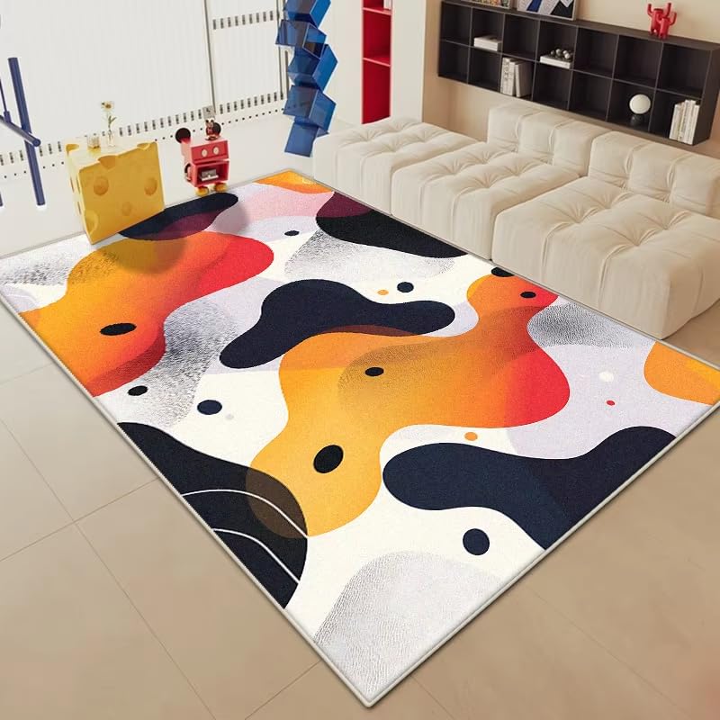 Tapis abstrait salon grande surface lavable et tapis chevet bébé