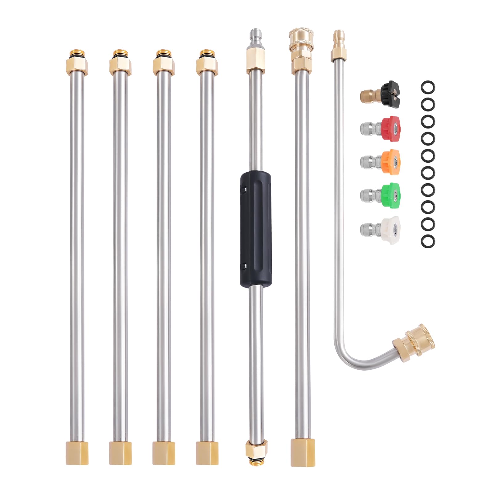 Pressure Washer Extension Wand,Extension Lance,4000 Psi Gutter Cleaning Tools with 5 Pcs Nozzle Tips,Pressure Washer Lance Can Be Used to Clean Cars,Sidewalks,Roofs