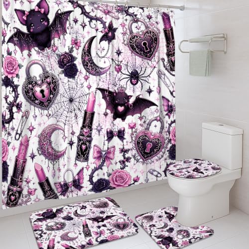 Rideau de douche anti éclaboussures imperméable violet Halloween