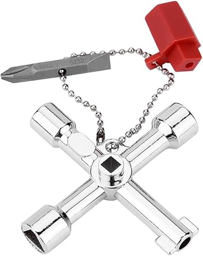 WenTigDY Llave universal 4 en 1, llave cruzada universal multifuncional con broca, herramientas de aleación de zinc, caja de armario eléctrica,