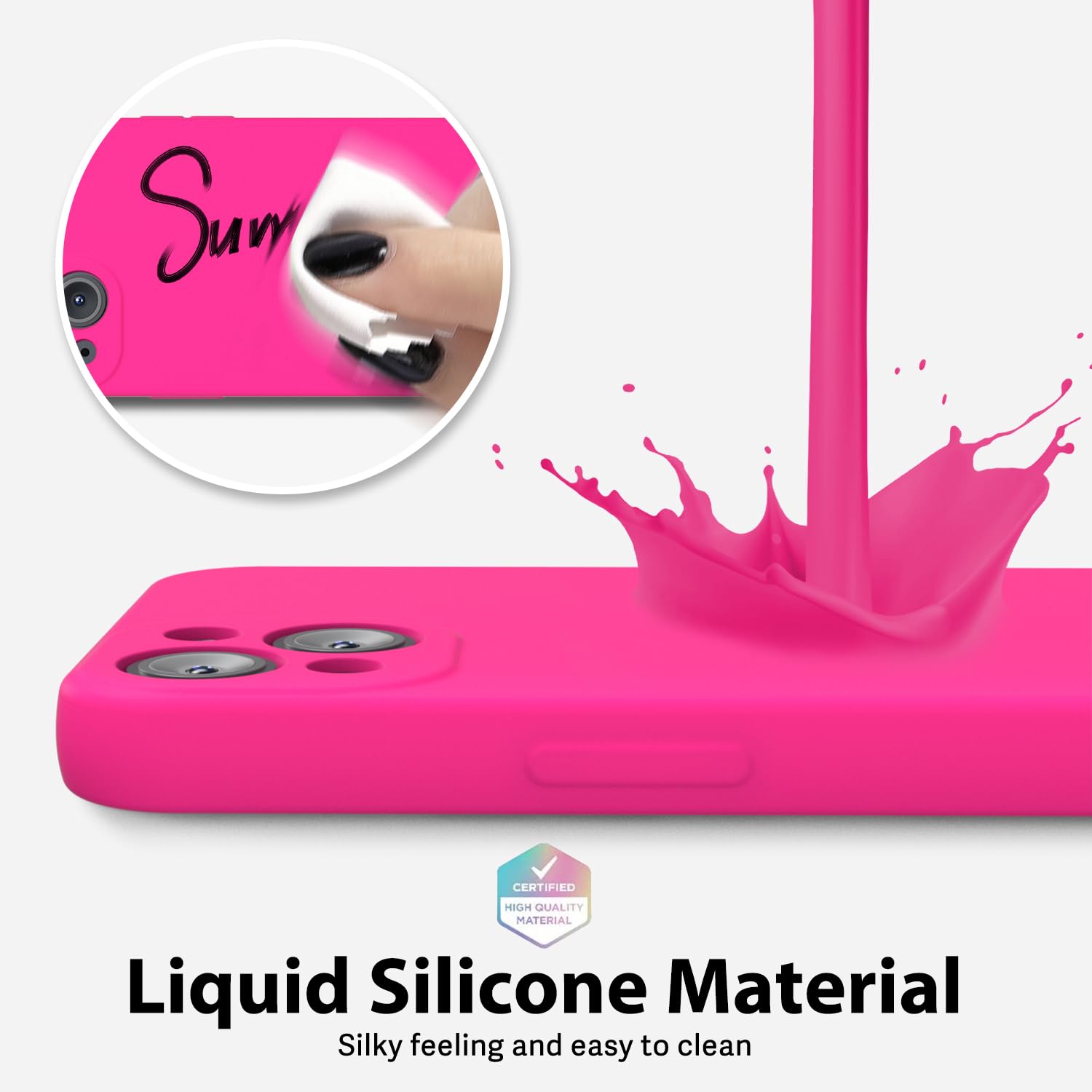 oakxco for iPhone 16 Pro Max Case Liquid Silicone, Soft Rubber Gel Elegant Aesthetic Basic Simple Cover, Cute Thin Slim TPU Matte Solid Color Plain Smooth Case for Women Girl, Light Pink — view 1542
