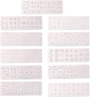 Placas de estampagem de unhas 11 peças para arte de unhas, placas de unhas, flores de animais, modelo de borboletas, para decoração de unhas "Faça você mesmo"