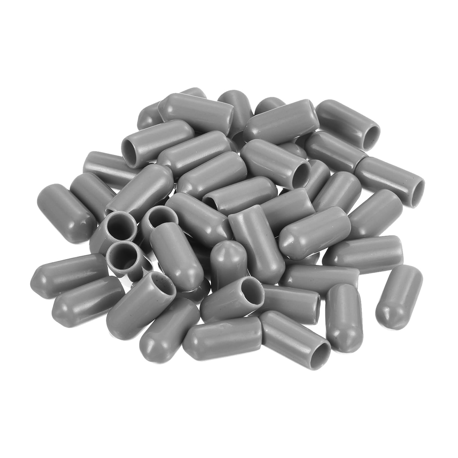 uxcell 100pcs Rubber End Caps Protective Caps 6.5mm ID Vinyl PVC Round Tube Bolt Cap Cover Screw Thread Protectors Light Grey