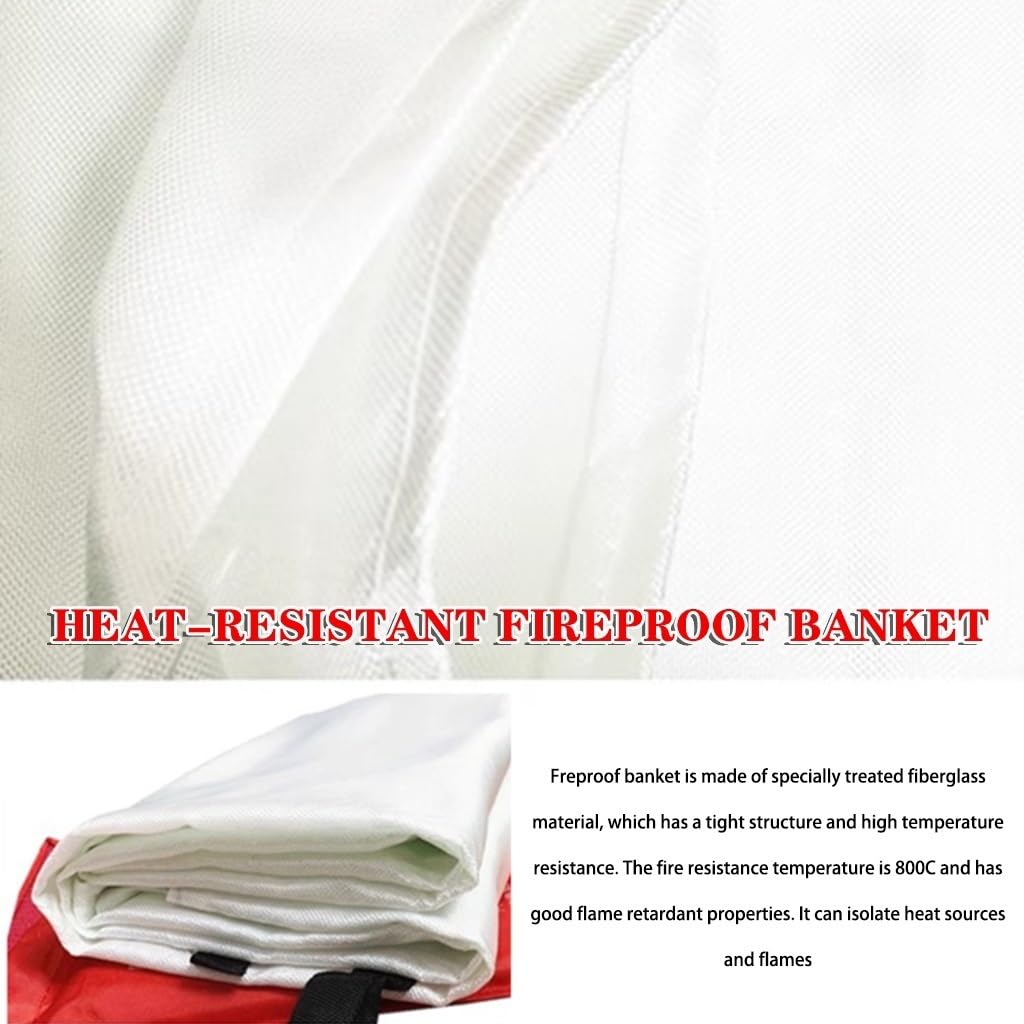 Manta Cortafuegos para Escape De Emergencia, Manta Ignífuga De Fibra De Vidrio Resistente Al Calor, Equipo contra Incendios, para Escuelas, Almacenes Y Oficinas(White(2PCS),59.1 * 59.1inches)