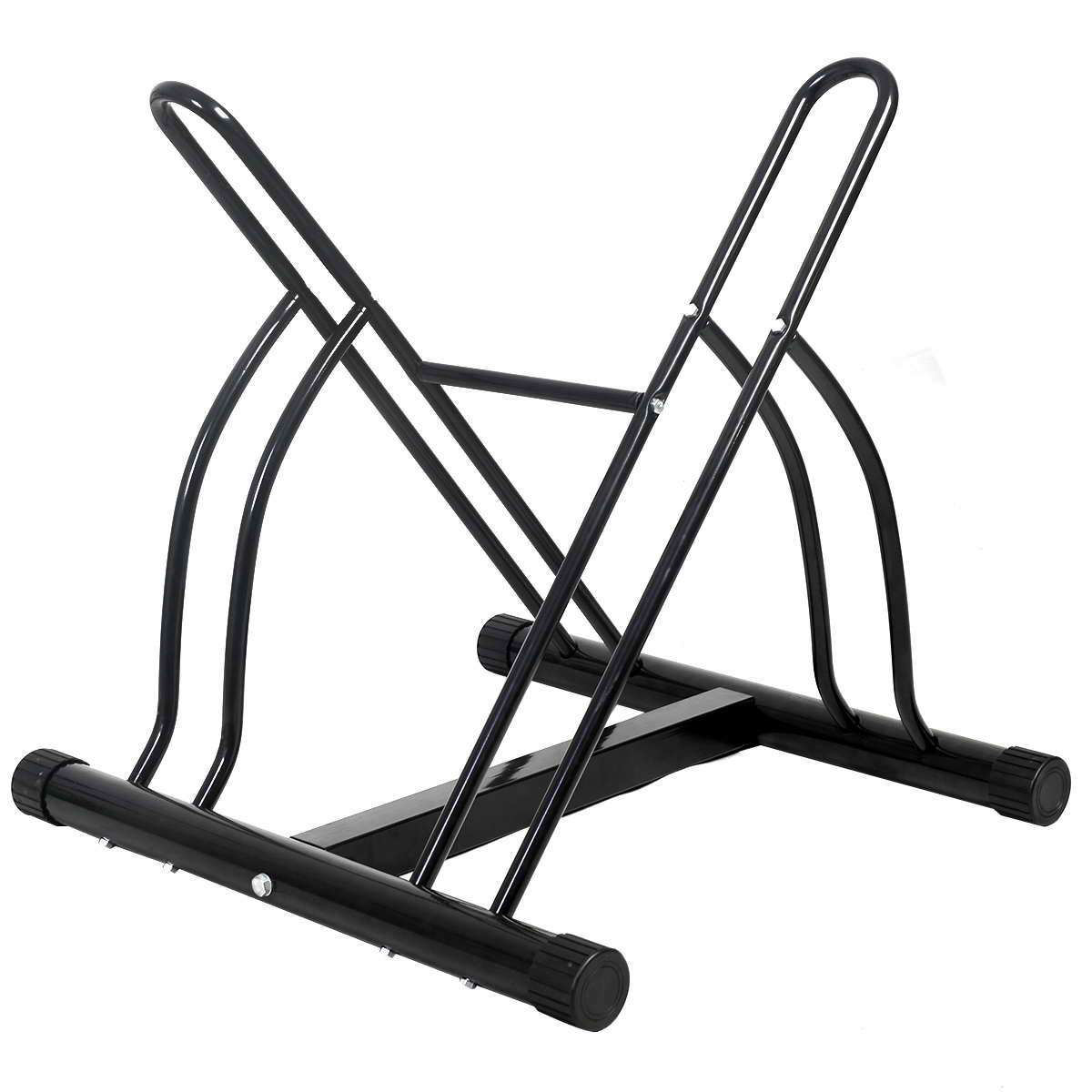 GIANTEX Support Cycles Universel 2 Places Pose au Sol Râtelier Noir Vélo Rack Vélo Rangement 2 Vélos au Sol 60x53x56CM(L x I x H) Peinture Noire en Aérosol