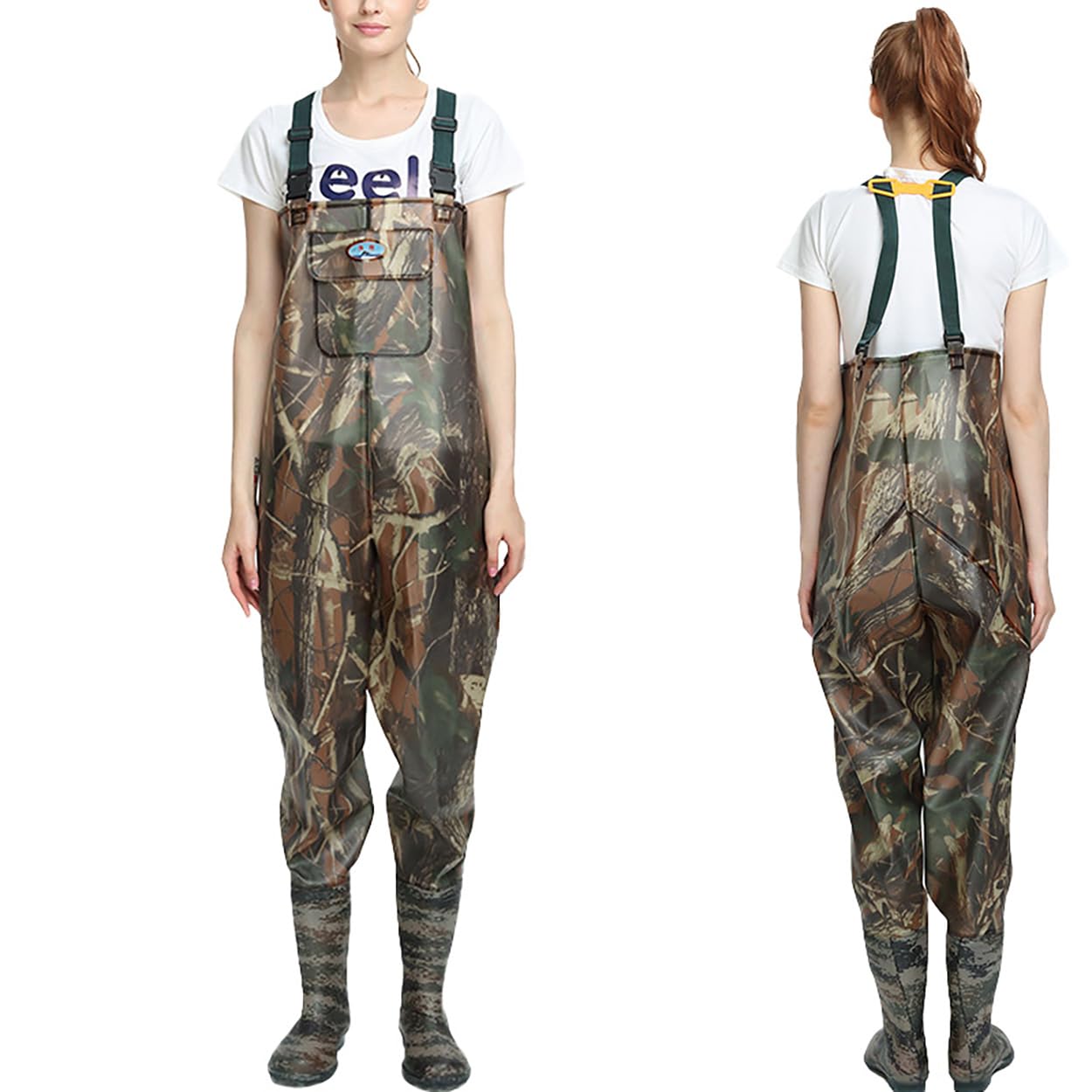 Waders uomo donna in neoprene traspirante con stivali in gomma antiscivolo composito PVC pantaloni da pesca Crosswater Waders per pesca sport acquatici