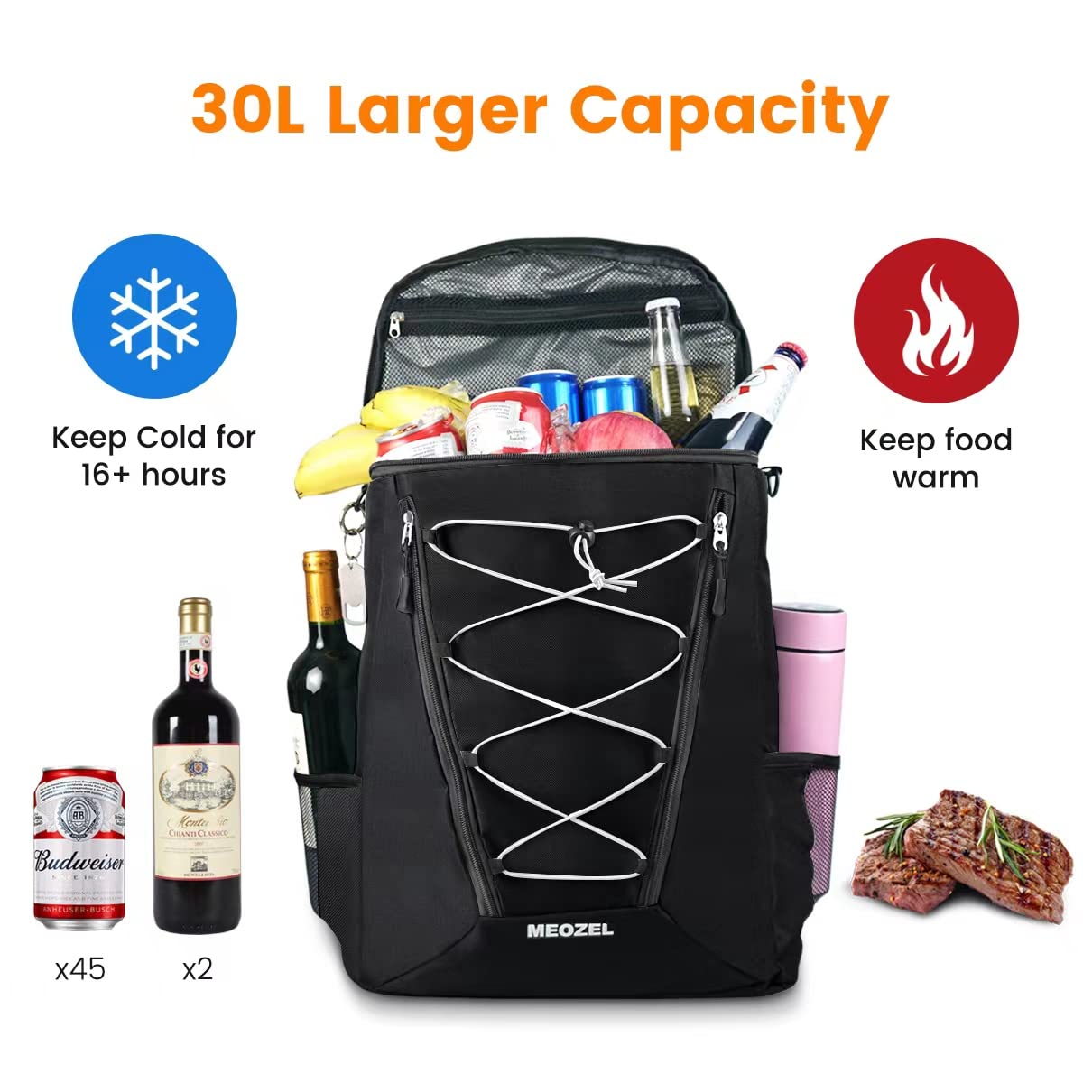 Paw Print Insulated Cooler Backpack - 30L Waterproof Leakproof Picnic & Camping Bag